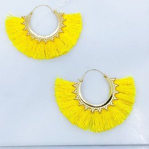 Yellow and Gold Tassel Earrings